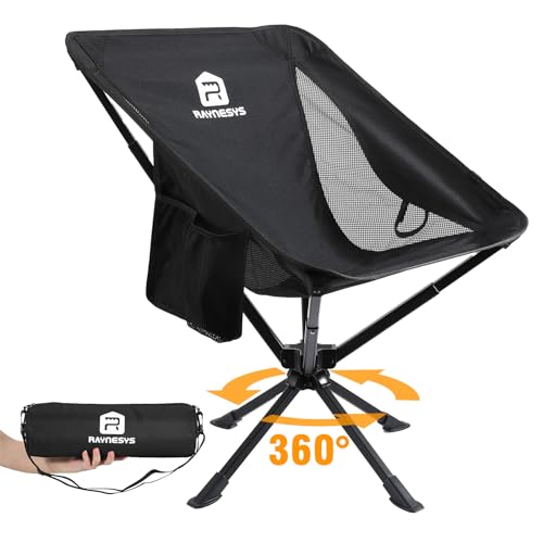 Raynesys 1 Pack Portable Camping Chair, Flexible 360° Rotation, Easy Carry, 8 Seconds Quick Setup Folding Camping Chair, ...