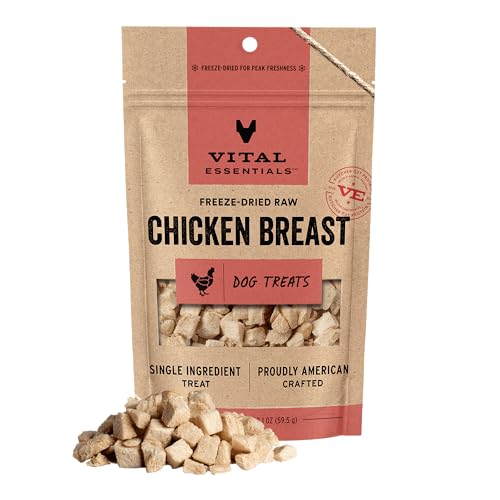 Vital Essentials Freeze Dried Dog Treats | Chicken Breast, Single Ingredient | Premium Quality | Grain Free Training Treat...