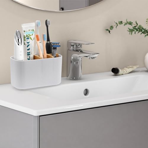 GFWARE White Toothbrush Holder - Bamboo Toothbrush Holders for Bathrooms Electric Toothbrush Holder Organizer Kids Toothbr...
