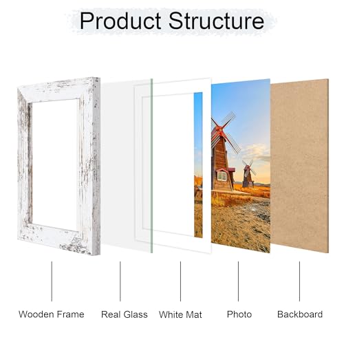 ccdcc 4x6 Picture Frame Set of 2, 4 x 6 Wood Photo Frames with Mat for 3.5x5, Rustic Natural Wooden Frame with Real Glass ...