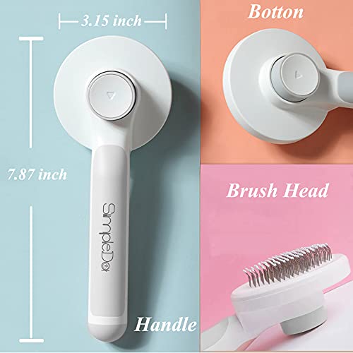 SimpleDot Self Cleaning Slicker Brush for Dogs and Cats, Pet Grooming Hair Brush, Removes Undercoat, Loose Hair, Mats, Tan...