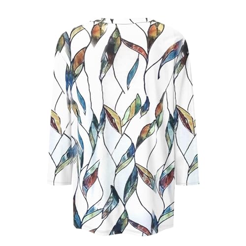 Womens Summer Top Dressy 3/4 Length Sleeve Shirts Floral Print Tunic Blouses 2025 Elbow Sleeve Womens Tops Casual Basic Tees