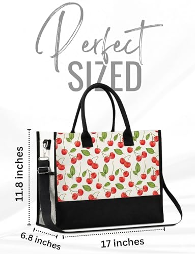 InnoBeta Cherry Gifts for Cherry Lovers, Canvas Tote Bag on Christmas or Birthday, Tote with Top Zipper Closure and Should...