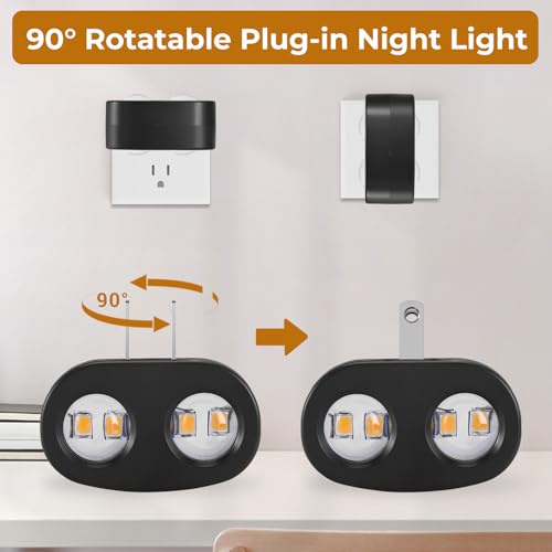 SETEN 4-Pack LED Night Lights Plug into Wall, 5000K Daylight 100LM, Auto On/Off Light Sensor, Rotating Ambient Lighting fo...