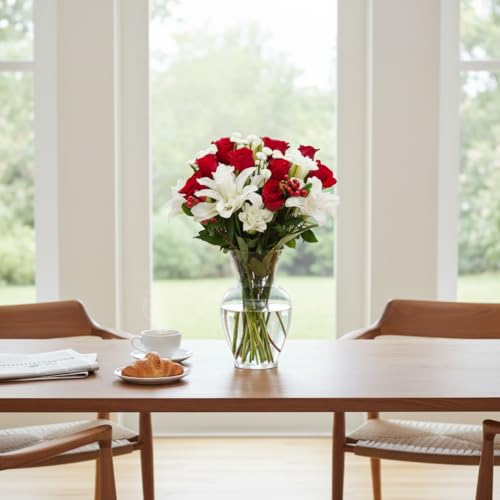 STARGAZER BARN Red Royale Rose Bouquet (Vase Included) - Hand-Tied in the USA - Fresh Flower Delivery for Birthday, Annive...
