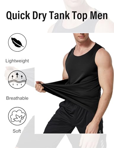 HovSiyla 5 Pack Mens Running Sport Tank Tops Dry Fit Gym Wicking Athletic Mesh Breathable Cool Workout Sleeveless Shirts