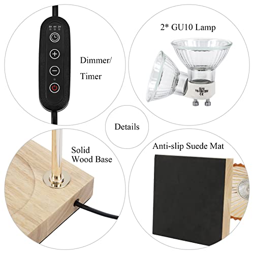 LOTKEY Candle Warmer Lamp, Dimmable Candle Warmer with Timer 2 Bulbs Wood Base Electric Candle Lamp Compatible with Jar Ca...