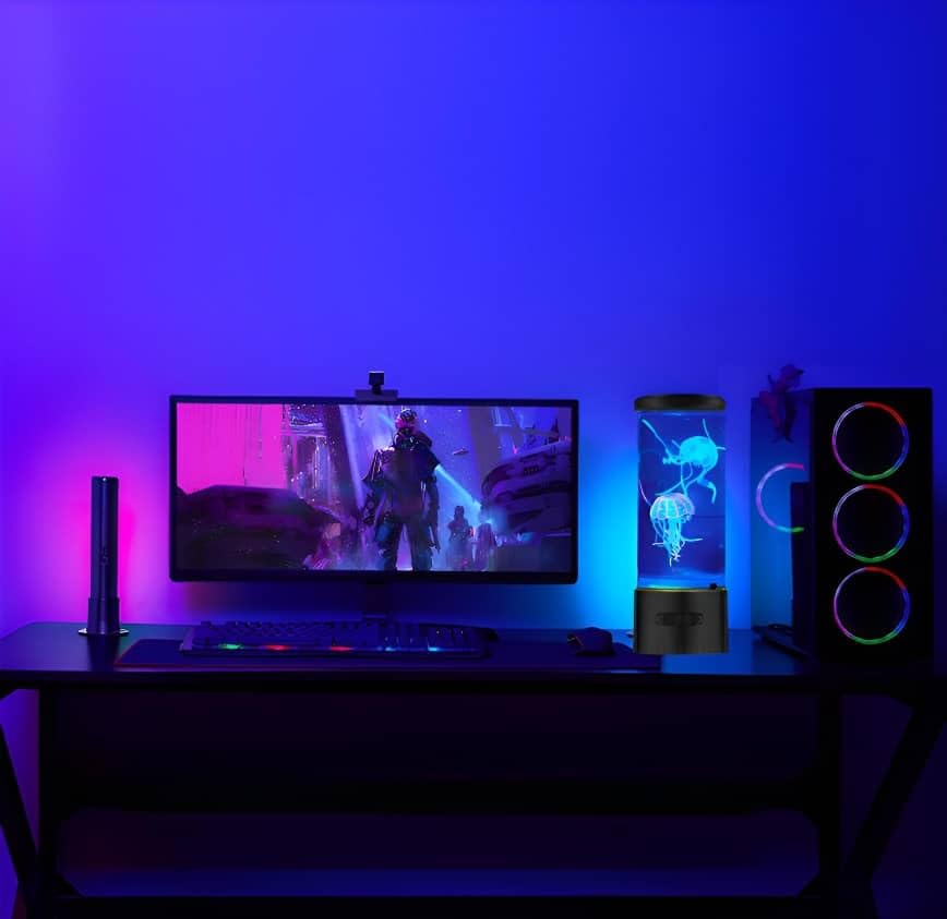 CALOVER Jellyfish Lamp - Cool Ocean Decor Jelly Fish Aquarium Light Tank with Speaker White Noise - Unique Sensory Lights ...