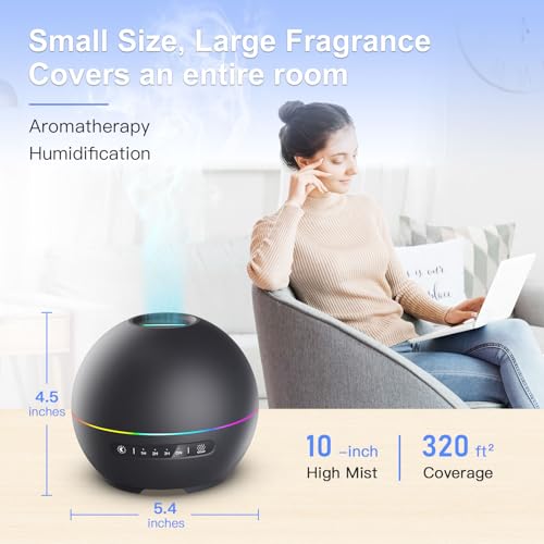 THIMONES 2 Pack Essential Oil Diffuser for Home - 200ml Ultrasonic Aromatherapy Diffuser with 4 Timers & 7 Colors Night Li...