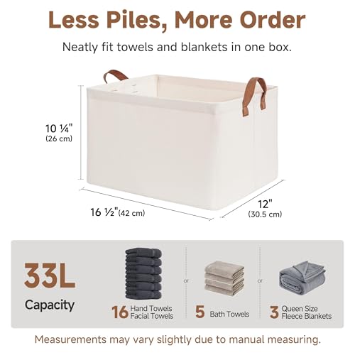 StorageWorks Fabric Storage Bins, Large Storage Baskets for Shelves, Closet Organizers and Storage Bins with Metal Frame, ...