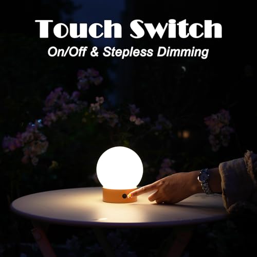 WEILAILUX Small Cute Cordless Table Lamp Rechargeable, Battery Operated Shower Lamp Waterproof, Touch Dimmable Globe Ambie...