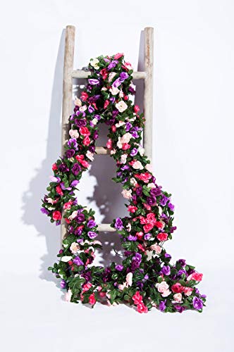 Miracliy 8 Pack 65 FT Flower Garland Decorations Plastic Artificial Flowers for Wedding Decoration Photo Booth Backdrop