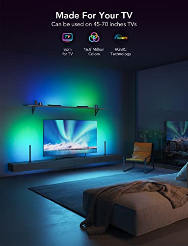 Govee RGBIC Light Bars, 15 Inches WiFi TV Backlight Suitable for 45-70 inch TVs, Smart Light Bars with Multiple Placement ...