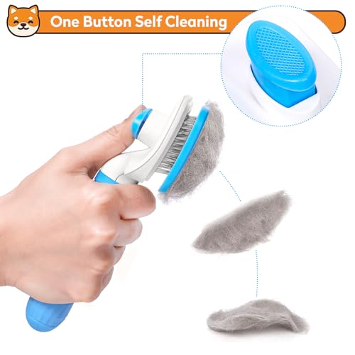 PWOD Dog & Cat Brush, Self Cleaning Slicker Brush for Pets, Upgraded Dog Brush for Shedding Massaging and Grooming, Remove...