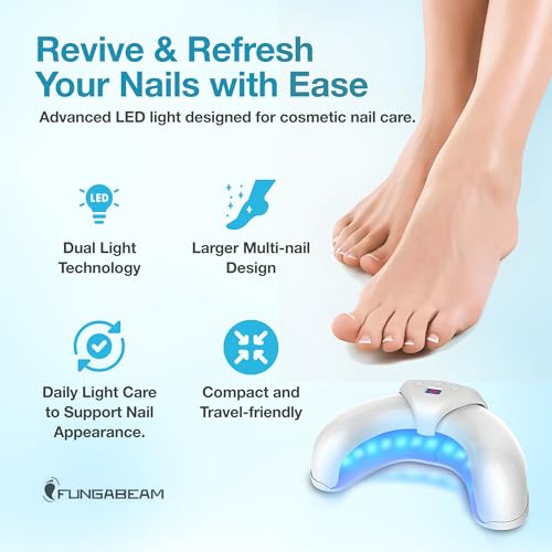 Fungabeam LED Nail Care Light for Fingernails & Toenails, Dual-Light Cosmetic Nail Appearance Tool, Multi-Nail Bandage Des...
