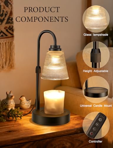 Candle Warmer Lamp with Timer Dimmable, Adjustable Height Wax Melts Warmer for Jar Candles, Housewarming, Birthday, for Wo...