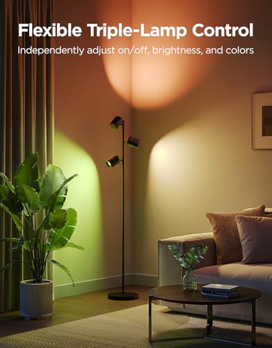 Govee Tree Floor Lamp Compatible with Matter, 3 Rotatable Lights with LuminBlend Technology, Standing Lamp with 64 Dynamic...
