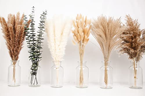 110 PCS of Boho Pampas Grass Decor, Naturally Dried Pompas, Bunny Tails Dried Flowers, and dried eucalyptus. Perfect for W...