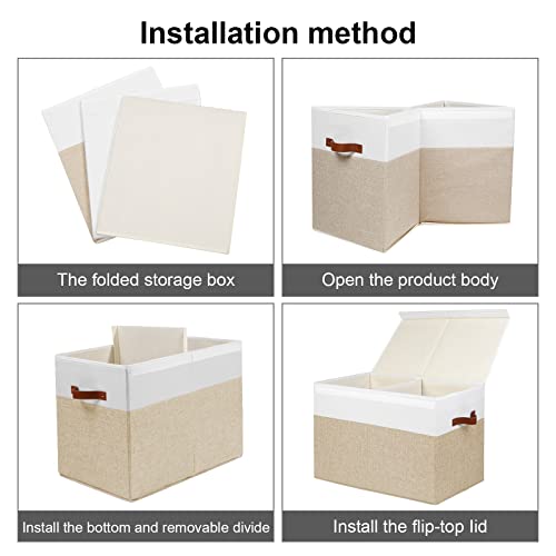 Gowee Large Toy Storage Box with Lid, Sturdy Toys Storage Chest Bin Organizer Basket with Dividers for Kids, Boys, Girls, ...