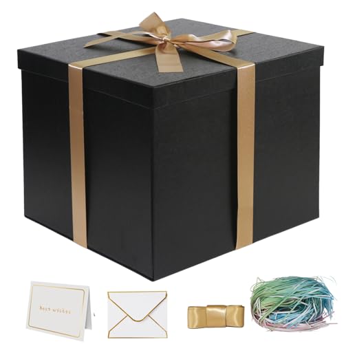 YINUOYOUJIA Large Gift Box 12x12x10 Inches,Black Gift Boxes for Presents,Birthday Box,for Packaging,Valentine's Day,Mothe...