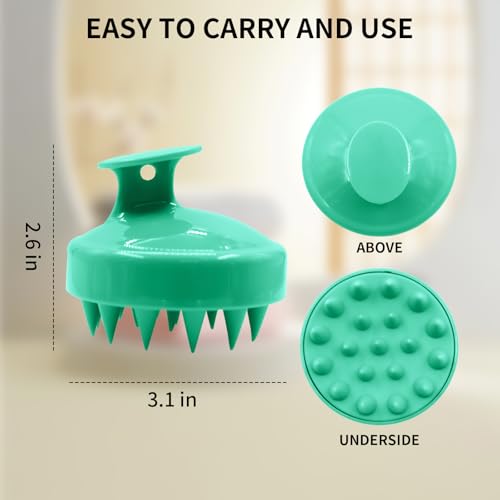 Hair Scalp Scrubber Shampoo Brush, Silicone Scalp Massager Hair Scrubber, Green