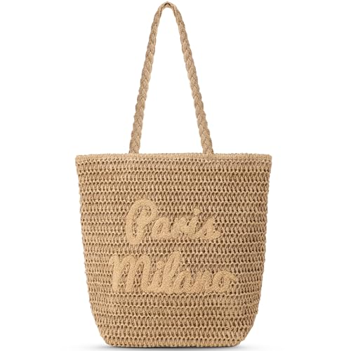 Beach Bags for Women - Large Straw Bag Woven Beach Tote, Summer Handmade Shoulder Handbag