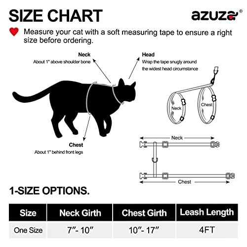 azuza Cat Harness and Leash Set for Safe Walking and Travel, Escape Proof Cat Harness, Lightweight Soft and Comfortable, A...
