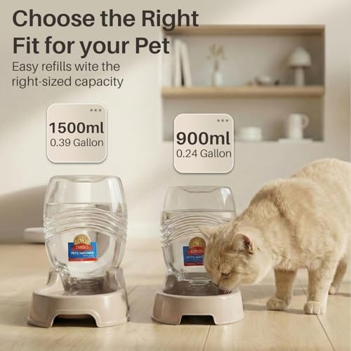 Flexzion Automatic Gravity Pet Waterer for Cat & Dog - Non-Skid & Easy-Clean Auto Replenish Water Dispenser Drinking Bowl...