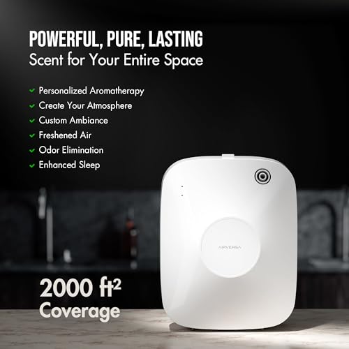 Airversa Smart Waterless Essential Oil Diffuser Scent Air Machine with 12A1V Power Adapter for Large Rooms Spaces Home and...