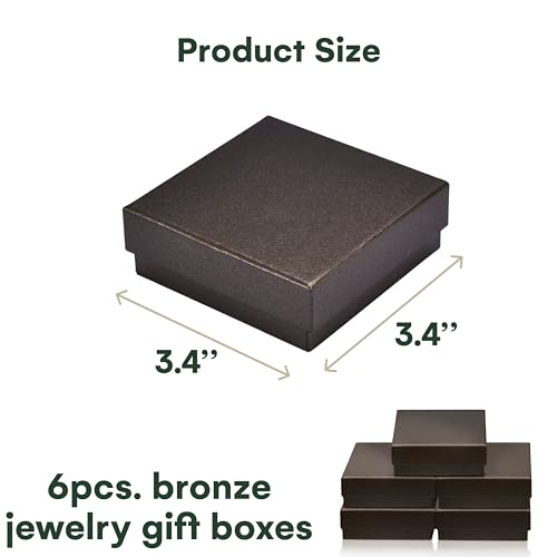 Dawhud Direct Small Jewelry Box - 6-Pack Cardboard Small Gift Boxes with Lids and Black Cushion - Ideal for Earrings, Brac...