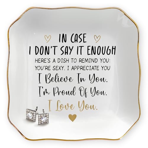 OASSIE Anniversary Couple Gifts for Women - 4"x4" Ceramic Jewelry Dish Tray - Romantic Wedding Anniversary Engagement Gift...