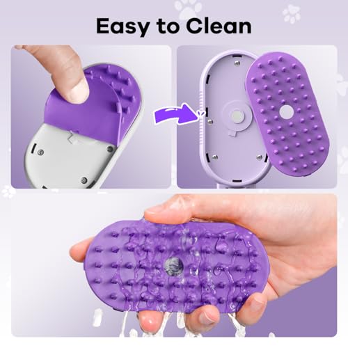Cat Steam Brush for Shedding, 4 in 1 Brushs with Foldable Handle, Steam Brushs for Cats, Spritz Defur Comb for Cats, Water...