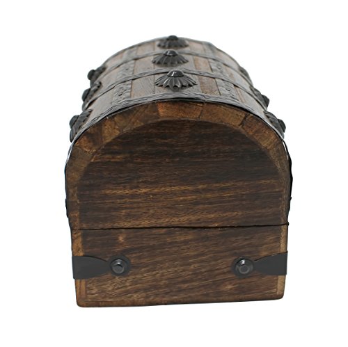 Nautical Cove Treasure Chest Keepsake and Decorative Wood Box (Medium 6.5x4.5x4.5) - Storage Box, Wooden Box with Hinged L...