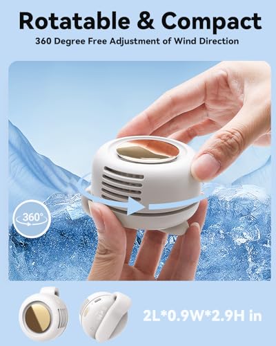 Portable Silent Mini Bladeless Fan Clip On, Small Fan Clip on for Shirt & Waist, Adjustable 3-Speed Suspended Whirlwind Fa...