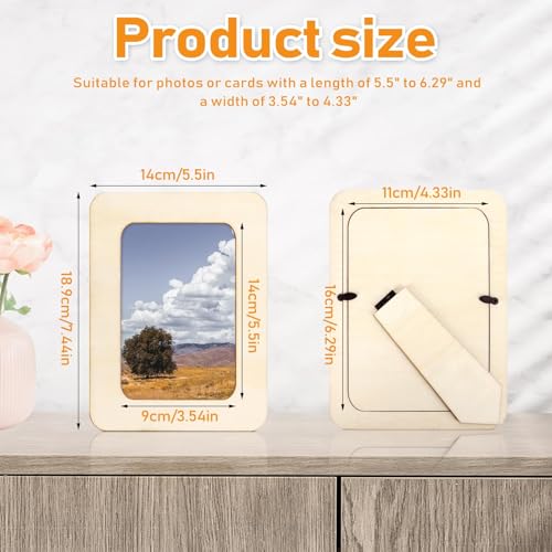 VOKOY 15 Pack Wooden Picture Frames for Crafts,DIY Wood Craft Picture Frames for 4" x 6" Photos,Unfinished Standing Photo ...