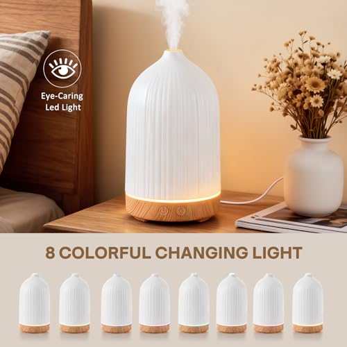 Specvoko 100ML Essential Oil Diffuser, Ultrasonic Cool Mist Aromatherapy Diffuser with Timer & 8-Color LED Light, Continuo...