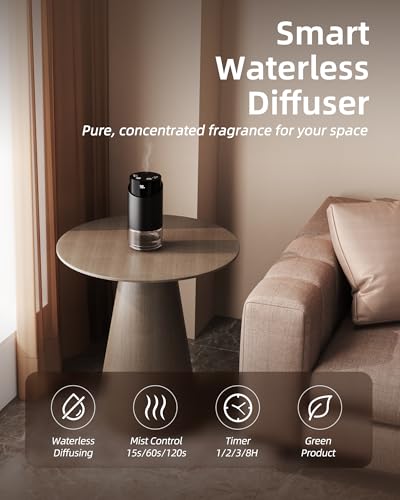 Waterless Essential Oil Diffuser Aromatherapy Scent Diffusers for Home Large Room, Car, Office, Desk, Mini Battery Operate...