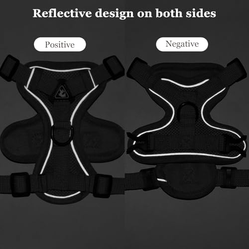 shudyear Cat Chest Harness and Leash Set Adjustable Anti-Escape Soft Mesh Cat Vest for Walking Outdoor (Blcak, S)