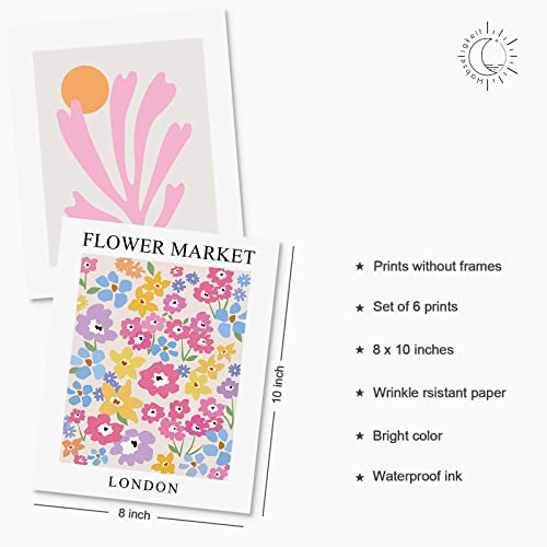 Habseligkeit Pink Danish Pastel Wall Decor for Girls Dorm, Boho Matisse Wall Art Prints, Flower Market Posters for Room De...