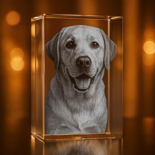 Personalized 3D Engraved Crystal Photo Rectangle |Custom Laser Etched Keepsake | Gift | Décor | Memorial Gift for Pets | D...