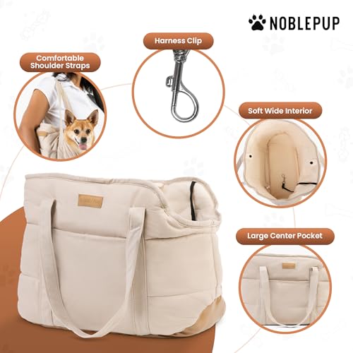 NoblePup Plush Dog Purse Carrier for Small Dogs, Soft Dog Tote Bag with Safety Harness Clip, Cozy Pet Carrier for Dogs Und...