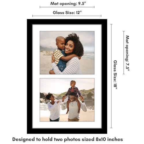 Americanflat 8x10 Double Picture Frame with Shatter-Resistant Glass - Fits Two 8x10 Photos or use as One 12x18 Poster Fram...