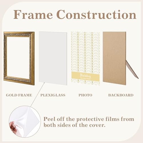 VIOLABBEY 11x17 Picture Frame Gold, Vintage Photo Frames Ornate without Mat for Wall Hanging