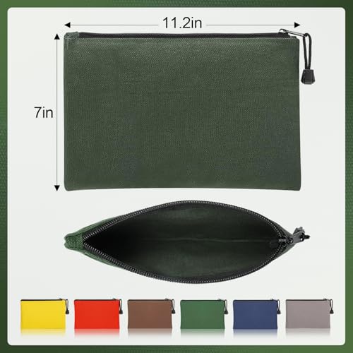 ANPHSIN 6 Pack Canvas Tool Bags Pouches - 11.2''x 7'' Heavy Duty Zipper Pouch Set, Multipurpose Small Tools Storage Organi...
