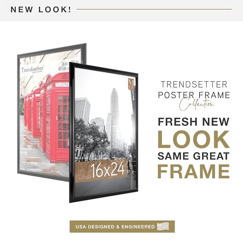 MCS Trendsetter 16x24 Poster Frame Black High-Gloss, Vertical & Horizontal Wall Hanging Large Picture Frame for Photos, Po...