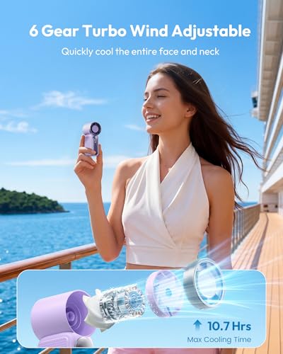 Gaiatop Portable Handheld Mini Fan, 6 Speeds 16900 RPM High Velocity Personal Fan with LED Display, USB Rechargeable, Mini...
