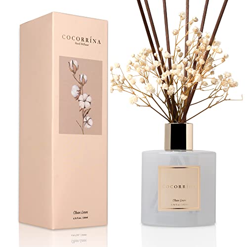 Cocorrína Reed Diffuser Set, Clean Linen 6.7 fl oz Scented Diffuser with Sticks Home Fragrance Reed Diffuser for Bathroom ...