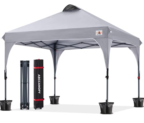 ABCCANOPY Outdoor Pop up Canopy Tent, 10x10 Instant Portable Canopy for Camping, Beach, Backyard,Gray