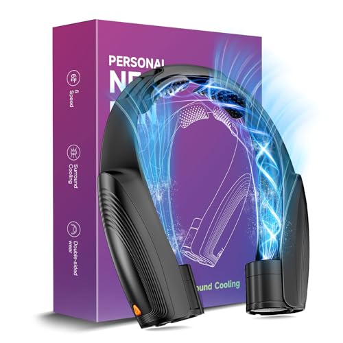 Portable Neck Fan with 6 Powerful Speeds, 8000mAh Battery Operated USB-C Rechargeable Fan, 20H Runtime, Hands-Free 360° Co...