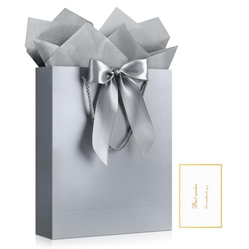YoungTree Medium Mothers Day Gift Bag with Ribbon and Greeting Card 2 Tissue Papers, Mothers Day Bags, Paper Birthday Gift...